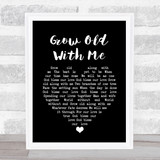 John Lennon Grow Old With Me Black Heart Song Lyric Print