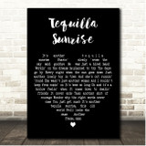 Eagles Tequilla Sunrise Black Heart Song Lyric Print