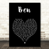 Michael Jackson Ben Black Heart Song Lyric Print