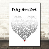 José Feliciano Feliz Navidad White Heart Song Lyric Print
