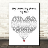 Marty Robbins My Woman, My Woman, My Wife White Heart Song Lyric Print
