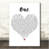 Metallica One White Heart Song Lyric Print