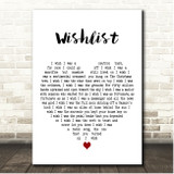Pearl Jam Wishlist White Heart Song Lyric Print