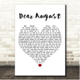 PJ Harding & Noah Cyrus Dear August White Heart Song Lyric Print