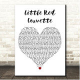 Prince Little Red Corvette White Heart Song Lyric Print