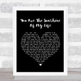 Stevie Wonder You Are The Sunshine Of My Life Black Heart Song Lyric Print