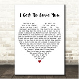 Ruelle I Get To Love You White Heart Song Lyric Print