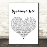 Ruth B Sycamore Tree White Heart Song Lyric Print