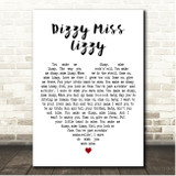 Shakin' Stevens Dizzy Miss Lizzy White Heart Song Lyric Print