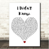 Sofia Carson I Didnt Know White Heart Song Lyric Print