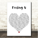 Sonny Fodera (feat. Yasmin) Feeling U White Heart Song Lyric Print