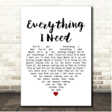 Big Country Everything I Need White Heart Song Lyric Print
