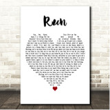 Taylor Swift Run White Heart Song Lyric Print