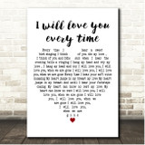 The Fureys I will love you every time White Heart Song Lyric Print