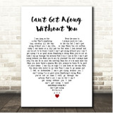 The Muppets Cant Get Along Without You White Heart Song Lyric Print