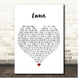 The Smashing Pumpkins Luna White Heart Song Lyric Print
