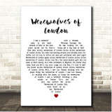 Warren Zevon Werewolves of London White Heart Song Lyric Print