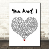 Will Young You And I White Heart Song Lyric Print