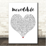 Gary Barlow Incredible White Heart Song Lyric Print