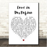 Andrea Bocelli Love in Portofino White Heart Song Lyric Print