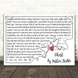 Justin Bieber Ghost Line Art Doves & Heart Song Lyric Print