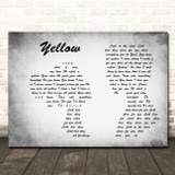 Coldplay Yellow Grey Landscape Man & Lady Song Lyric Print