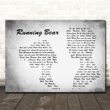 Johnny Preston Running Bear Grey Landscape Man & Lady Song Lyric Print