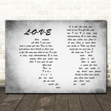 Nat King Cole L-O-V-E Grey Landscape Man & Lady Song Lyric Print