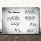 Nickelback Far Away Grey Landscape Man & Lady Song Lyric Print