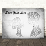 Renee & Renato Save Your Love Grey Landscape Man & Lady Song Lyric Print