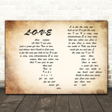 Nat King Cole L-O-V-E Landscape Man & Lady Song Lyric Print