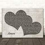 John Adams Amen Black & White Two Hearts Song Lyric Print