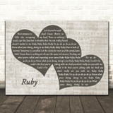 Kaiser Chiefs Ruby Black & White Two Hearts Song Lyric Print