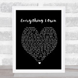 Everything I Own Bread Black Heart Quote Song Lyric Print