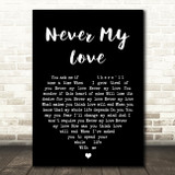 The Association Never my love Black Heart Song Lyric Quote Print