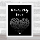 The Association Never my love Black Heart Song Lyric Quote Print
