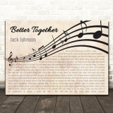 Jack Johnson Better Together Landscape Wavy Music Notes Song Lyric Print