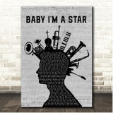 Prince and the Revolution Baby Im a Star Musical Instrument Mohawk Song Lyric Print