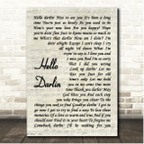 Conway Twitty Hello Darling Vintage Script Song Lyric Print