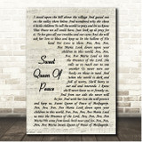 Daniel ODonnell Sweet Queen Of Peace Vintage Script Song Lyric Print