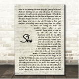 Harry Styles She Vintage Script Song Lyric Print