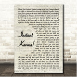 John Lennon & Yoko Ono Instant Karma! Vintage Script Song Lyric Print