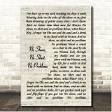 Kenny Chesney No Shoes, No Shirt, No Problems Vintage Script Song Lyric Print