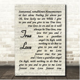 Bing Crosby True Love Vintage Script Song Lyric Print