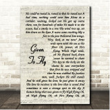 Pearl Jam Given To Fly Vintage Script Song Lyric Print