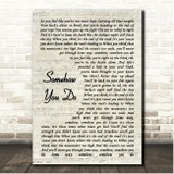 Reba McEntire Somehow You Do Vintage Script Song Lyric Print