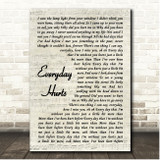 Sad Café Everyday Hurts Vintage Script Song Lyric Print