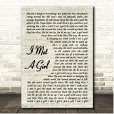 Sam Hunt I Met A Girl Vintage Script Song Lyric Print