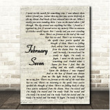 The Avett Brothers February Seven Vintage Script Song Lyric Print