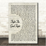 Triumph Fight The Good Fight Vintage Script Song Lyric Print
